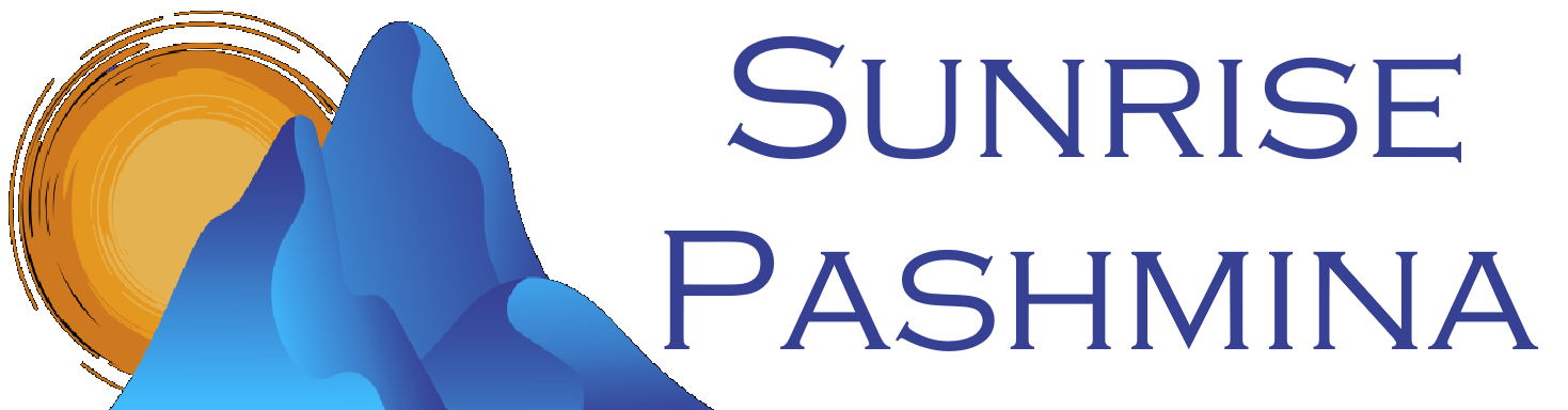 Sunrise Pashmina logo: Sun rising behind the mountain